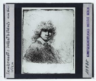 Rembrandt, Selbstbildnis um 1628 (Radierung B027, Expl. Wien Albertina DG1926/37)