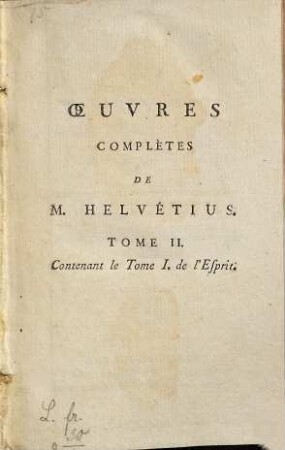 De L'Esprit, Tome I.