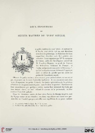 5. Pér. 2.1920: Deux expositions de petits maîtres du XVIIIe siècle