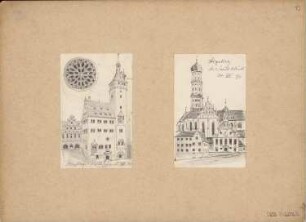 Reiseskizzen aus Österreich, Deutschland und Italien: Würzburg: Rathaus Perspektivische Ansicht, Detail), Augsburg: Sankt Ulrich (Perspektivische Ansicht)