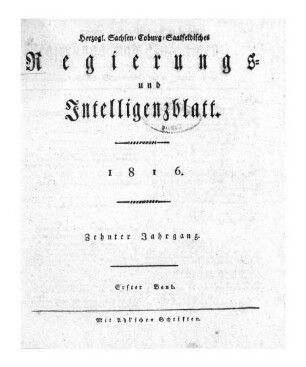 Herzogl.-Sachsen-Coburg-Saalfeldisches Regierungs- und Intelligenzblatt. 1816