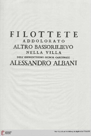 Filottete addolorato altro bassorilievo nella Villa dell' eminentissimo Signor Cardinale Alessandro Albani