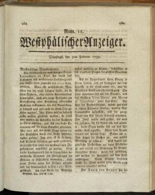 Num. 11. Dienstags, den 5ten Februar. 1799