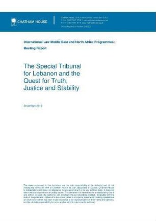 The special tribunal for Lebanon and the quest for truth, justice and stability