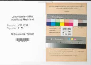 Entnazifizierung Walter Schleusener , geb. 10.07.1891 (Generalarzt)