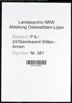 Sterberegister Standesamt Witten-Annen