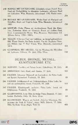 Silber, Bronze, Metall, Kunstgewerbe etc. (Nr. 243-276)