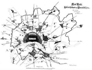 Stadt Köln. Uebersichtskarte des Gemeindebezirks. Köln im Juli 1887.