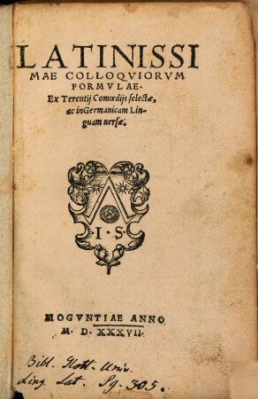 Latinissimae colloquiorum formulae ex Terentii Comoediis selectae