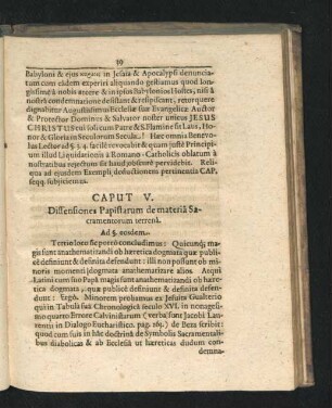 Caput V. Diffensiones Papistarum de materia Sacramentorum terrena.