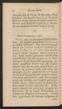 VI. Biblia Germanica; fol. Verba, quae in fine operis ...