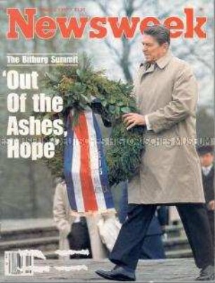 Internationales Nachrichtenmagazin "Newsweek" u.a. zum Besuch von US-Präsident Reagan auf dem Soldatenfriedhof Bitburg