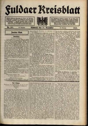 Zweite Ausgabe vom Mittwoch, den 17. Dezember 1913.
