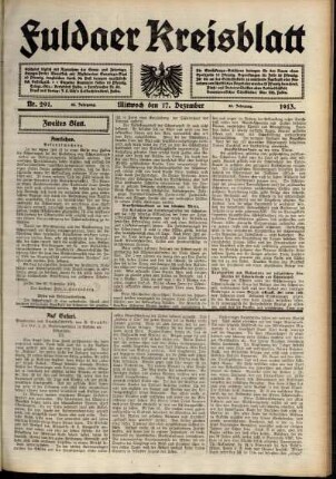 Zweite Ausgabe vom Mittwoch, den 17. Dezember 1913.