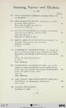 Steinzeug, Fayence und Elfenbein (I. Teil) (Nr. 132-143)