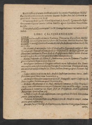 Libri Calvinianorum.