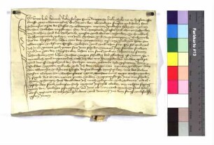 Lehenrevers des Konrad Keck, Sohn Heinrichs, Bürger zu Schwäbisch Hall, gegen Abt Johann II. von Ellwangen um zwei Drittel des Zehnten zu Talheim und zu Matheshörlebach