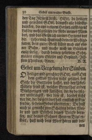 Gebet um Vergebung der Sünden.