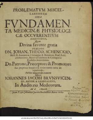 Problematum Miscellaneorum Circa Fundamenta Medicinae Physiologicae Occurrentium Semicenturia