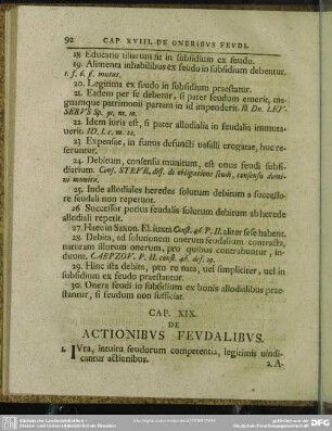 Cap. XIX. De Actionibus Feudalibus