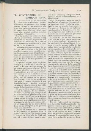 El centenario de Enrique Abel.