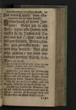 Das vierte Capitel/ vom Sacrament der heiligen Tauffe.