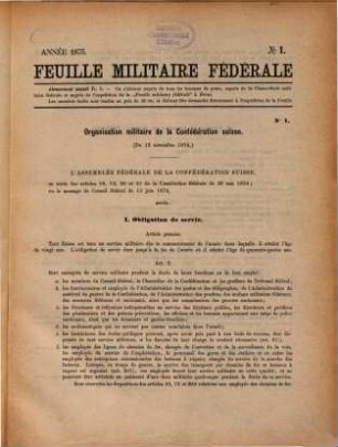Feuille militaire fédérale. 1875