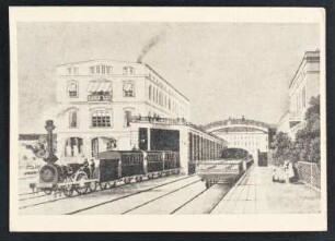 Leipzigs erster Bahnhof im Jahre 1837 nach einer Skizze von List, die er 1833 entworfen hatte.