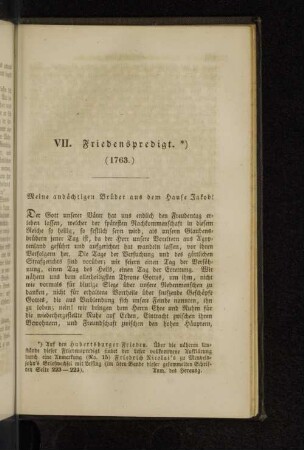 VII. Friedenspredigt. (1763.)