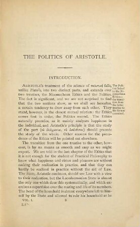 The politics of Aristotle, I