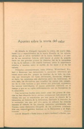 Apuntes sobre la teoria del valor