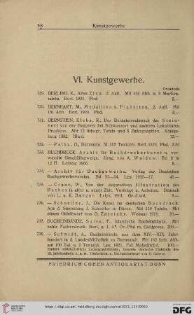 VI. Kunstgewerbe (Nr. 729 - 808)