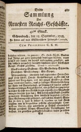 41tes Stuck. Schwabach, den 15. September, 1758.