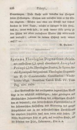 526-538 [Rezension] Prúnyi, Joseph, Dogmatica specialis, pars tertia