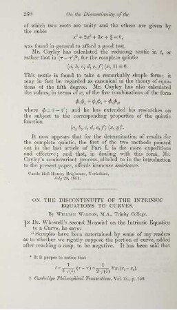 On the discontinuity of the intrinsic equations to curves.