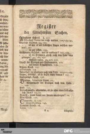 Register der fürnehmsten Sachen.