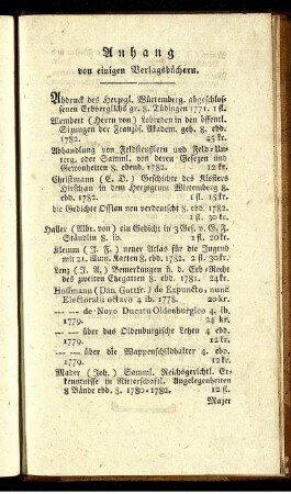 Anhang von einigen Verlagsbüchern.