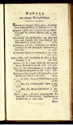 Anhang von einigen Verlagsbüchern.