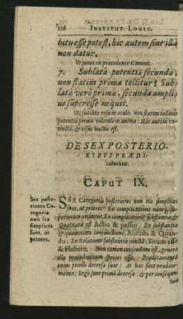 De Sex Posterioribus Praedicamentis. Caput IX.