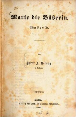 Marie die Büßerin : Eine Novelle