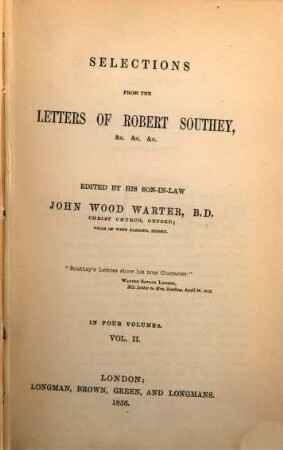 Selections from the letters of Robert Southey. 2