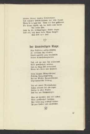 Der unmündigen Klage