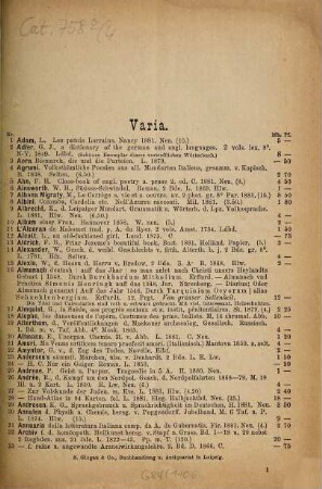 Catalog ... des Antiquarischen Bücherlagers S. Glogau & Co.. 4. 1882