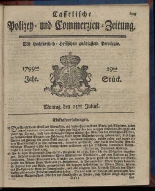 29tes Stueck, Montag den 15ten Julius 1799