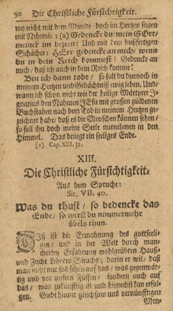 XIII. Die Christliche Fürsichtigkeit