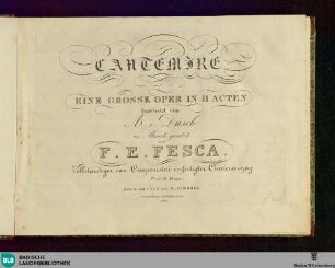 Cantemire : eine grosse Oper in II Acten