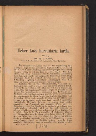 Ueber Lues hereditaria tarda