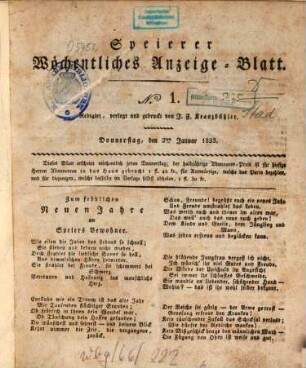 Speyerer wöchentliches Anzeige-Blatt. 1823