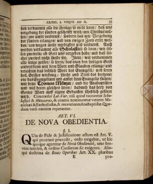 Art. VI. De Nova Obedientia.