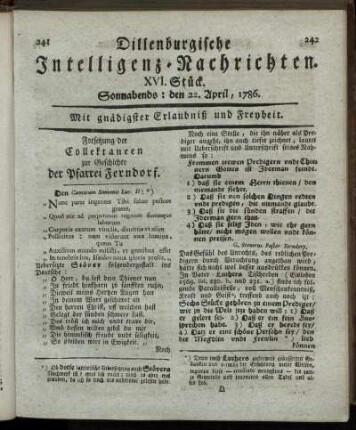 XVI. Stück. Sonnabends: den 22. April, 1786.